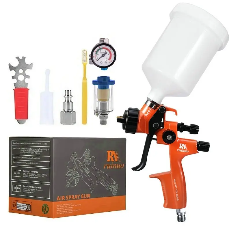 Advanced Air Spray Gun Kit with Filter and Pressure Gauge, 1.3mm Nozzle, Car Paint Sprayer, DIY Painting Gun for Cars and Houses, Paint Spraying Tool, Paint Guns Automotive ()