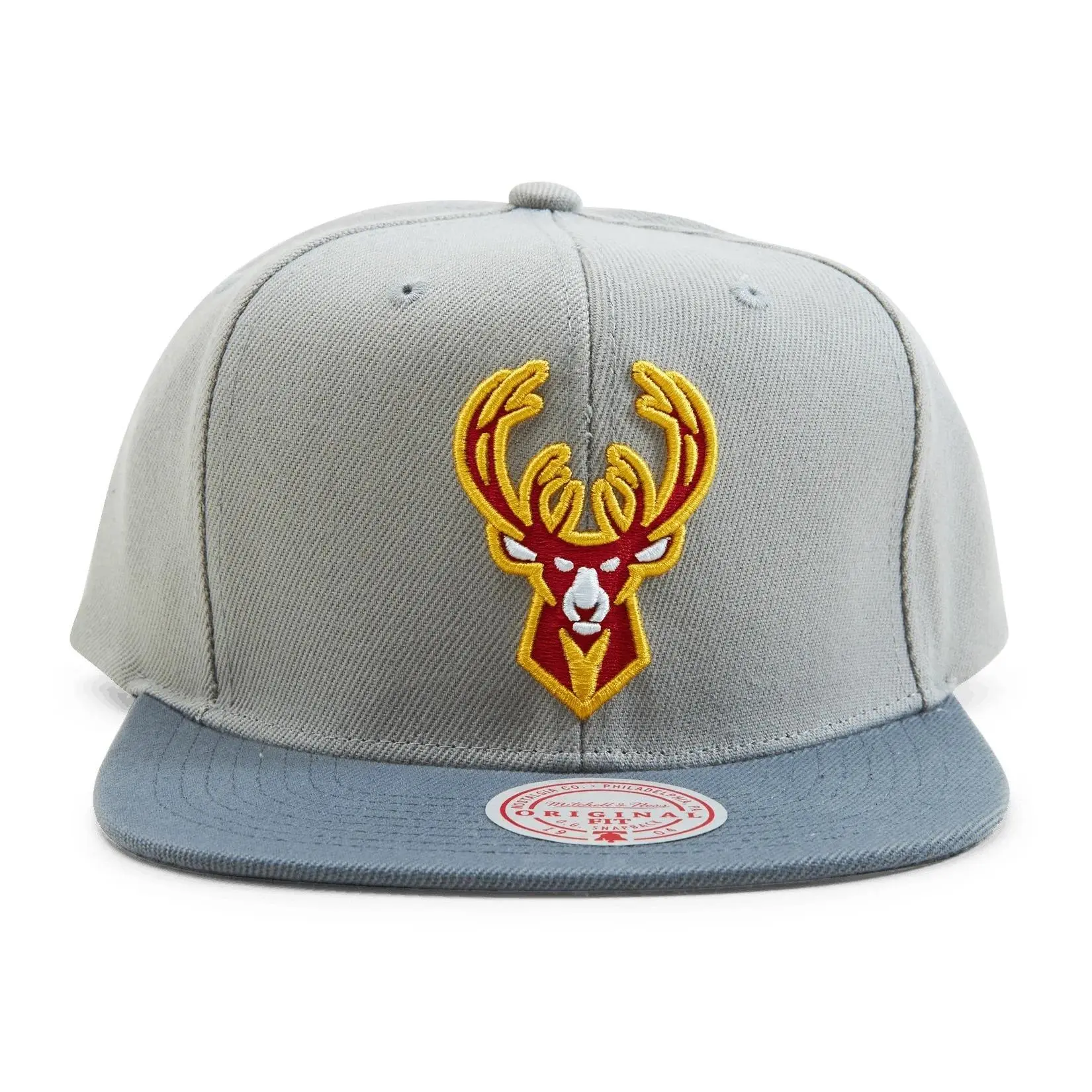 Men's Mitchell & Ness Grey NBA Milwaukee Bucks Cool Grey 3 Snapback