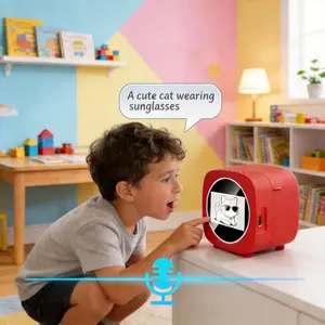 AI Voice Mini Sticker Photo Printer box Drawing robot generation directly printto generate imagesPainting Voice Dialogue Children's Thermal Printe LED Drawing Board Dialogue Children's Thermal Printer