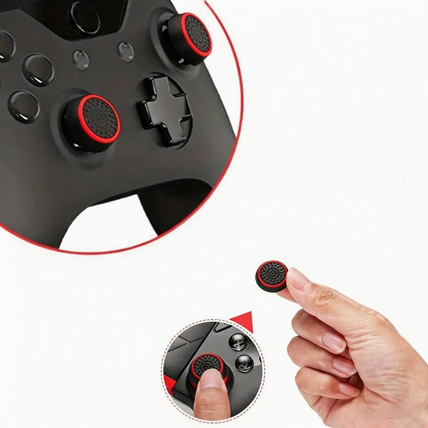4PCS Non-slip Silicone Analog Joystick Thumbstick Thumb Stick Grip Caps Cases for PS3 PS4 PS5 Xbox 360 Xbox One Controller Game Console Accessories Gaming Accessories