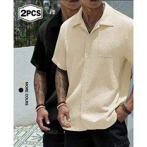 New summer European and American style jacquard drape shirt Eurocode casual fashion style short sleeve shirt men's style