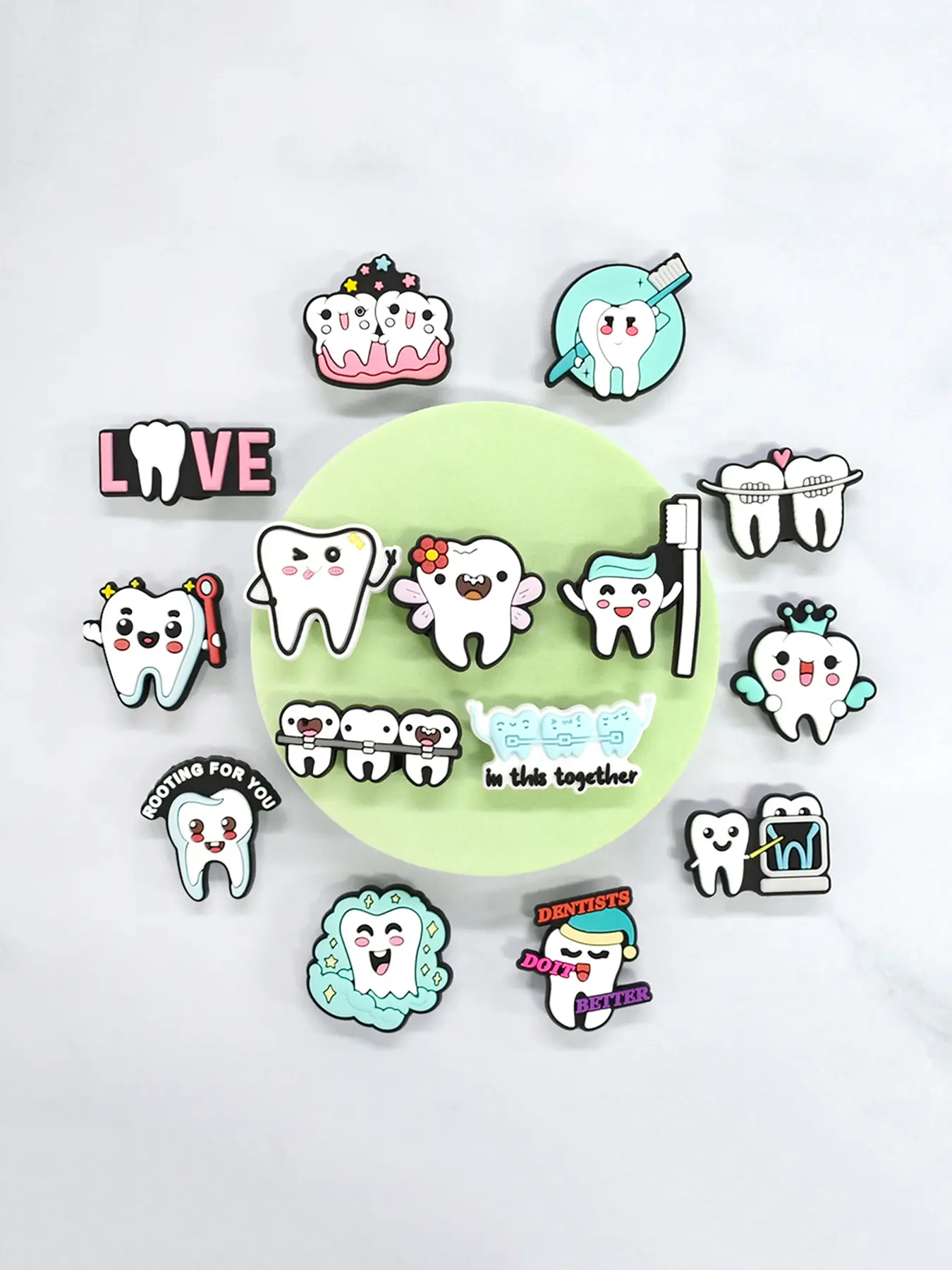 20PCS/24PCS/30PCS, Plastic, PVC Shoe Charms For Sneakers Healthy White Teeth Toothbrush Dentistry Cute Cartoon Pattern Cute Shoe Decorations Decorative Shoe Accessories Holiday Present Gift, Shoe Embellishment Set