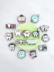 20PCS/24PCS/30PCS, Plastic, PVC Shoe Charms Healthy White Teeth Toothbrush Dentistry Cute Cartoon Pattern Shoe Decoration Shoe Accessories Holiday Present Gift, Shoe Embellishment Set