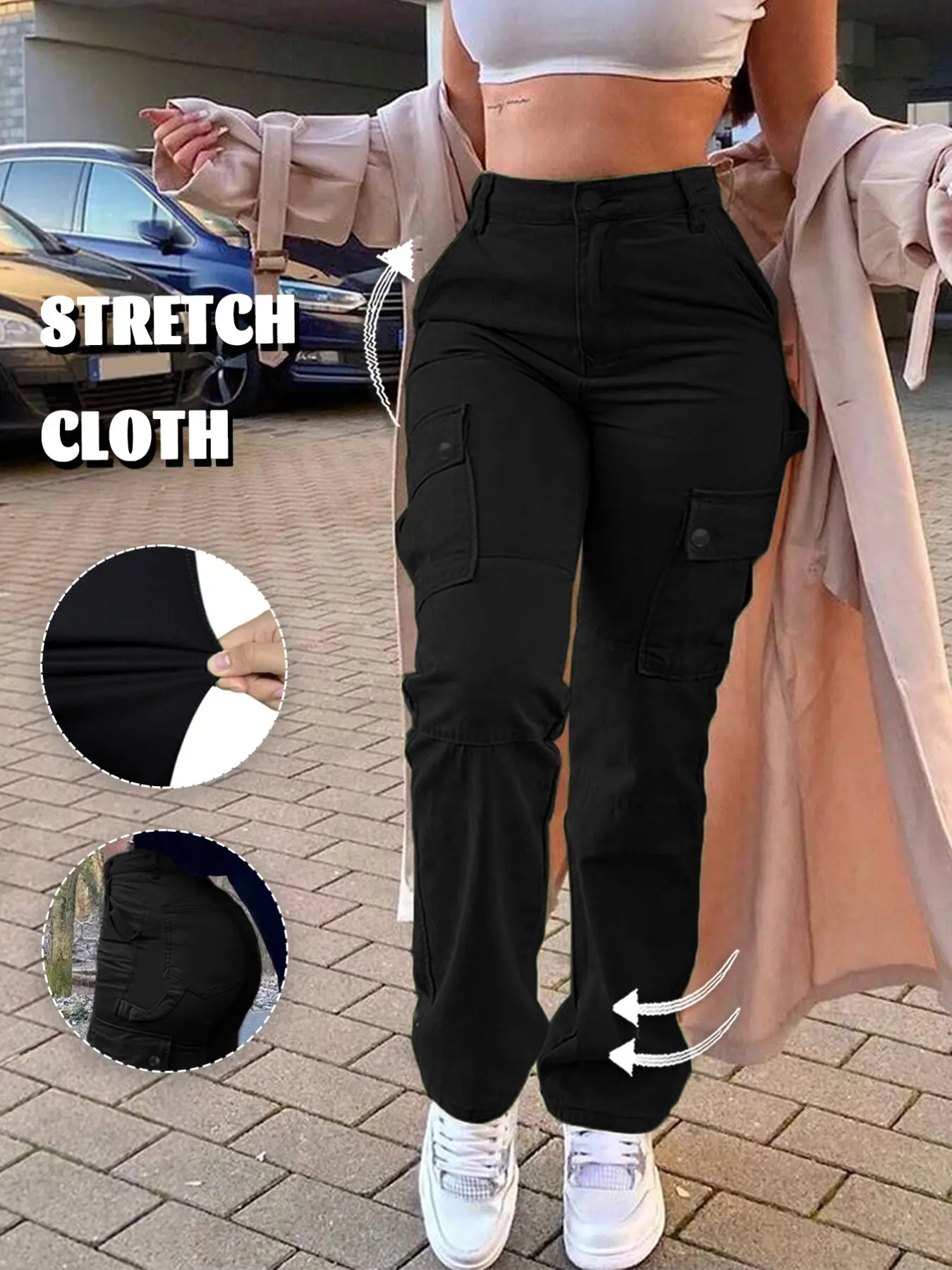 Y2K Street Style Cargo Pants, Loose Fit Oversized Baggy Bottoms for Women, Casual High-Waisted Cotton Trousers for Autumn & Winter, Perfect for Outdoor & Daily Wear