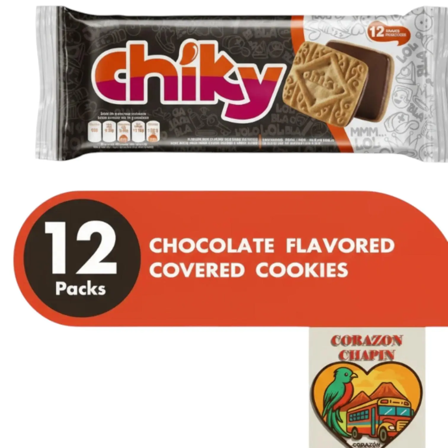 Chiky Chocolate Cookies Paquete 12 Unidades Authentic Central American Flavor Covered Cookies 12 Packs