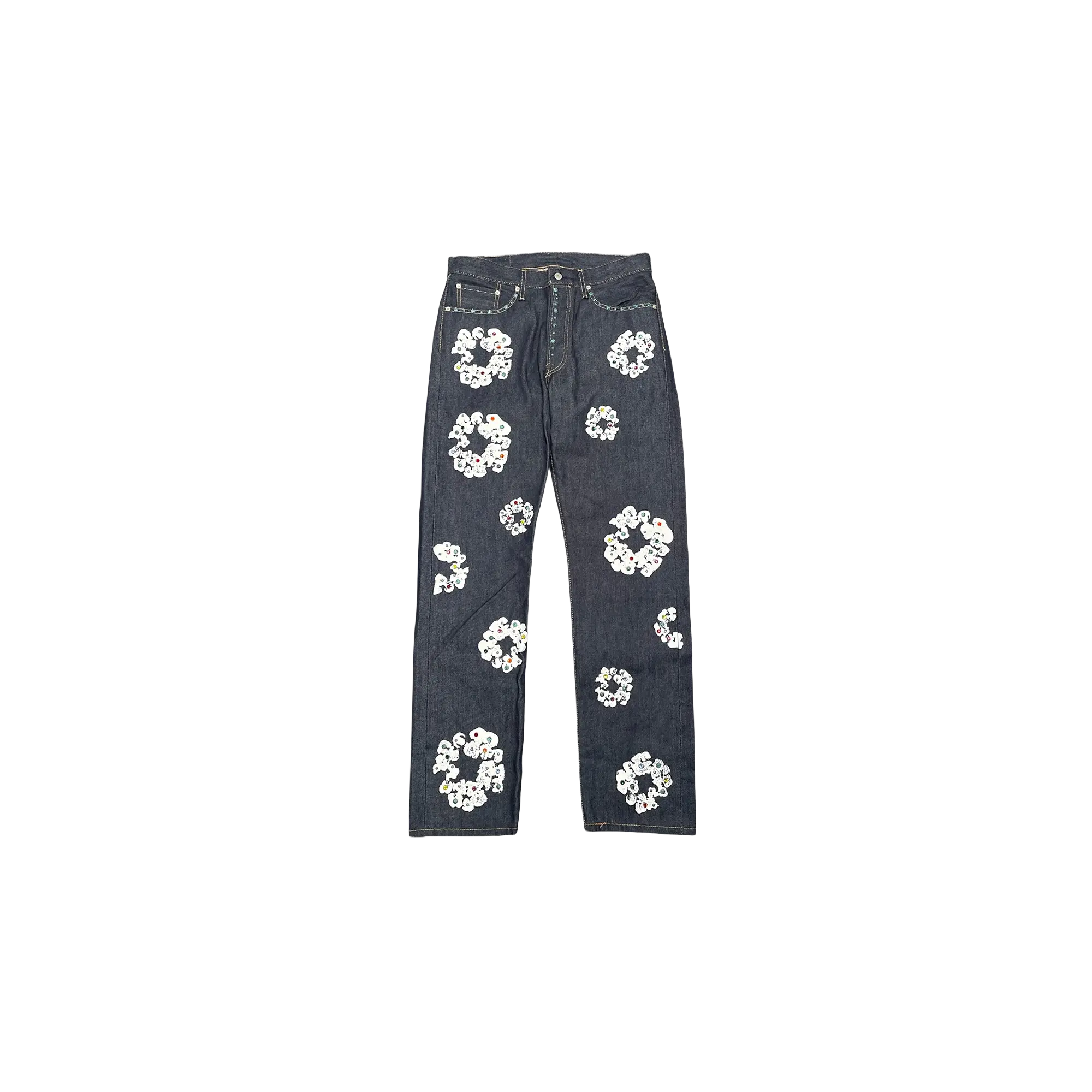 Levi's 501 Rhinestone Cotton Wreath Logo Jeans "Selvedge - Indigo / White" DT295