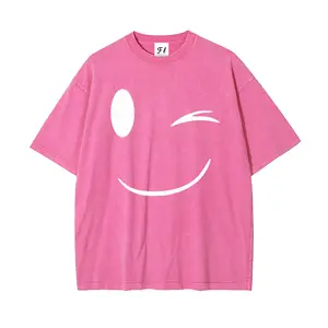 2026 Smile S~5XL Oversize Unisex Washed T-Shirt for Women and Men's Unisex Fit Batik Cotton Oversize Streetwear Menswear  Super Soft Pre-Shrunk