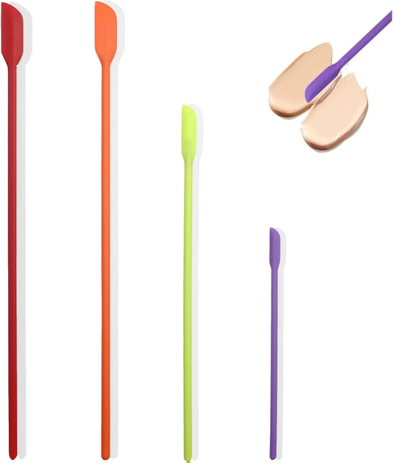Beauty Spatula 4 PCS Makeup Spatula Mini Silicone for Cosmetics & Kitchen - 3 Sizes Elastic Cleansing