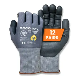 24 Pairs COCO RUTA Gloves  34-874 Safety Gloves | Guantes Para Trabajo - Maxi Flex Gloves For Men Nitrile Micro Foam Grip Palm Comfortable Fit Construction Gear