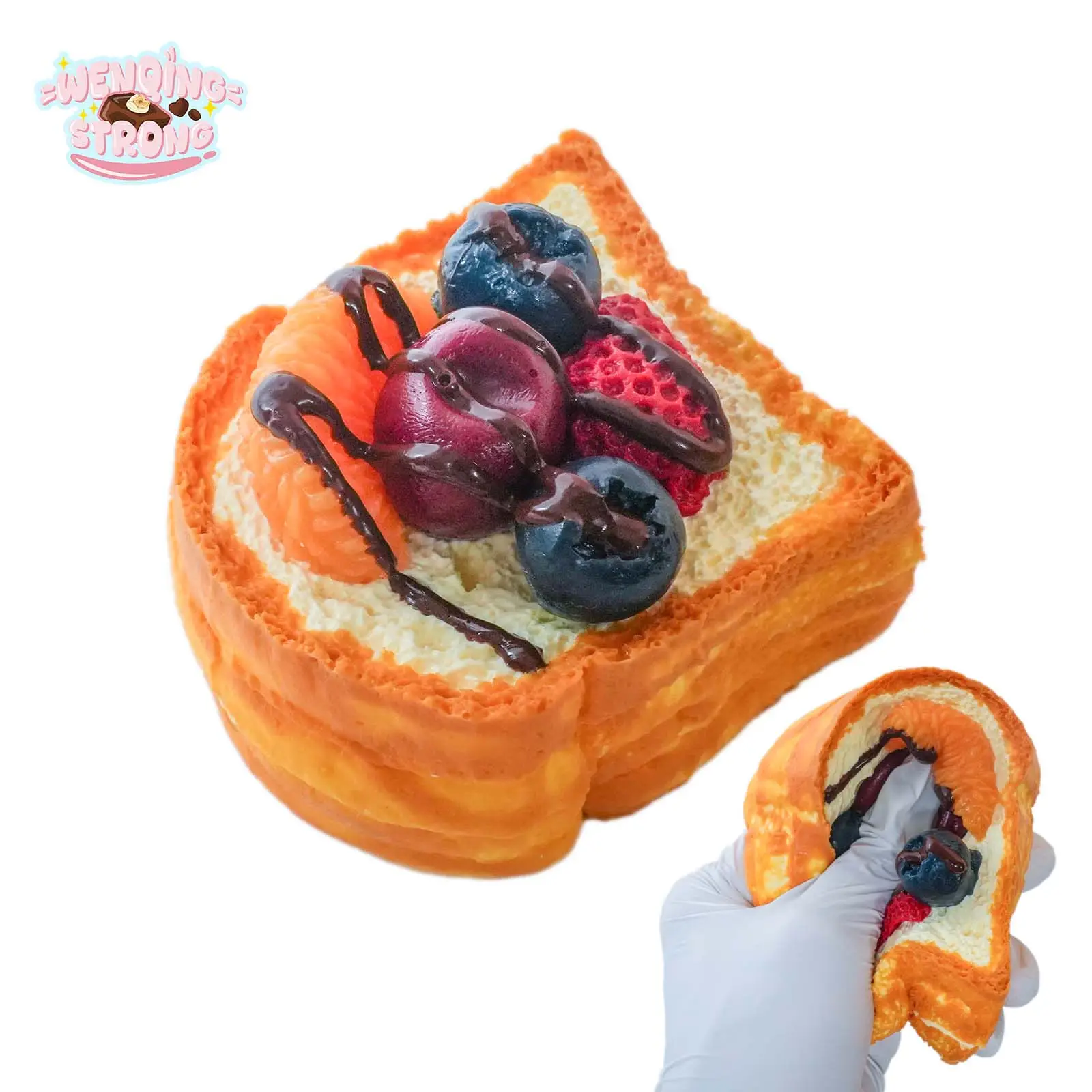 [WenQing Taba Squishy] Handmade Taba SquishiesBerry toast Toys stress balls for adults squishy toys anxiety relief itemsBerry toast+147g，stress balls