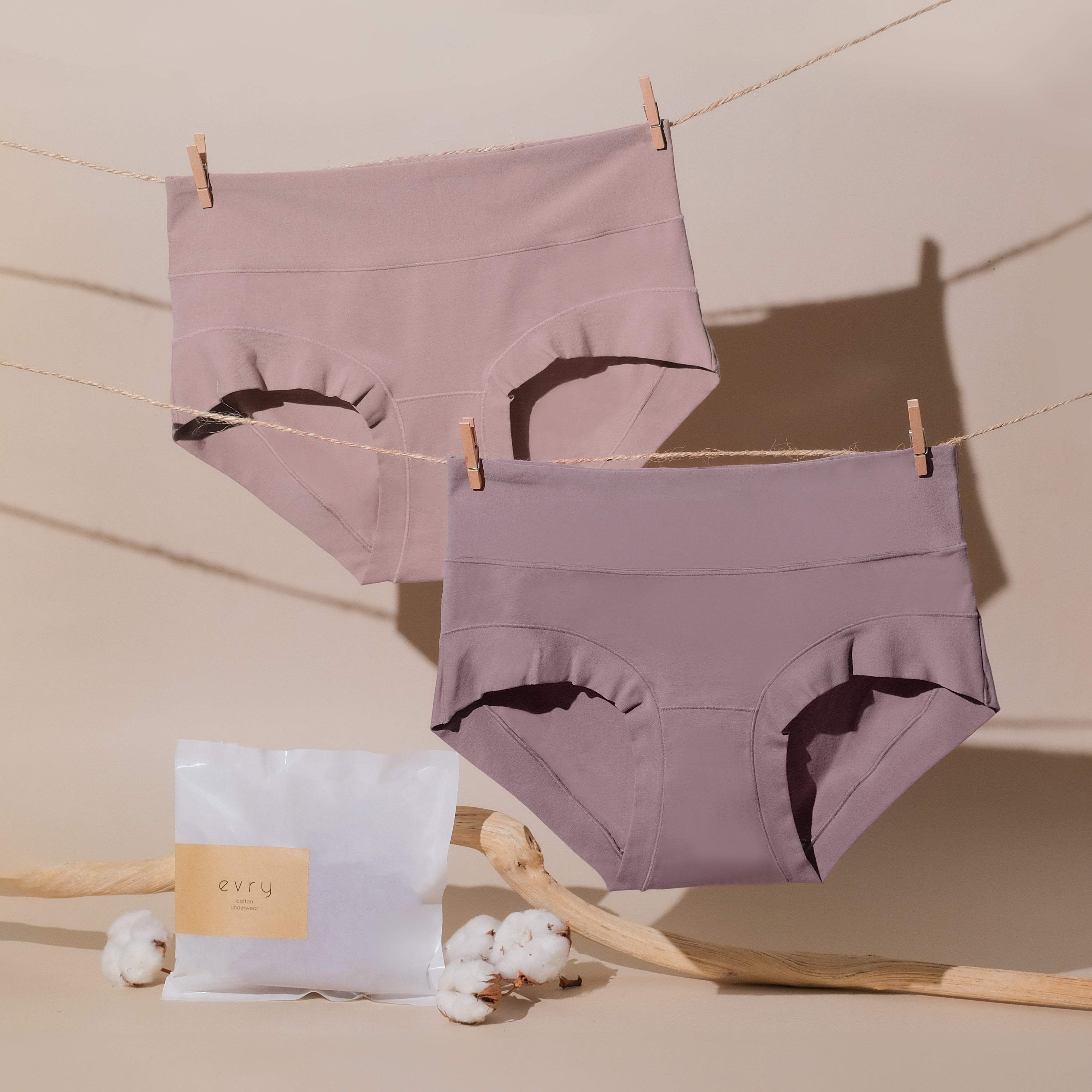 CLASSIC Evry Cotton Underwear 2-Pack for Women – Soft Breathable High Comfort Panties, No Digging, No Rolling