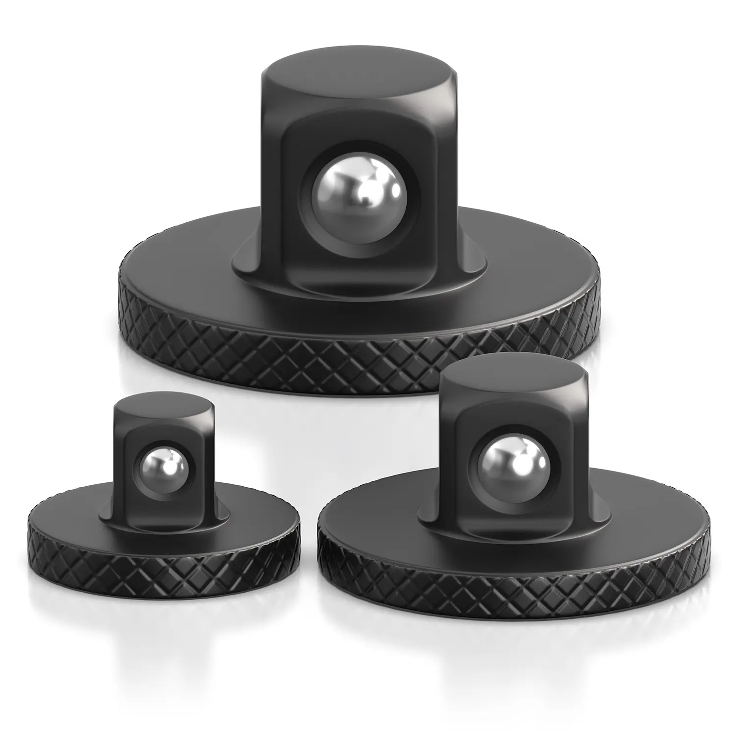 Olsa Tools 3-Piece Clip Set for Stubby Impact Sockets & Bits - 1/4", 3/8", 1/2" Drive Sizes - Secure Low-Profile Design with Knurled Grip for Precision Work