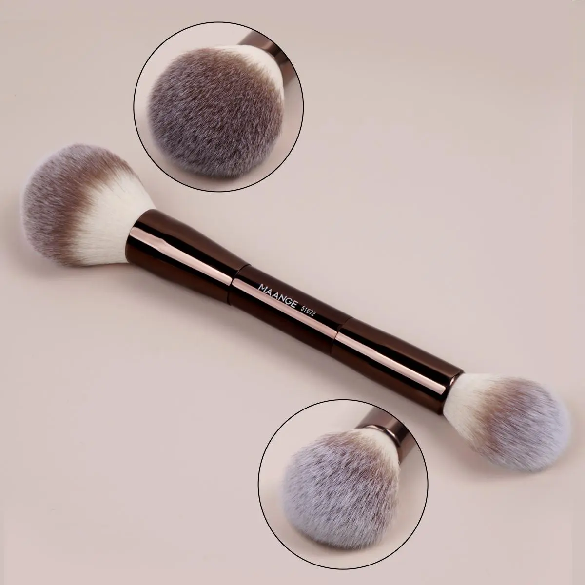 Professional Dual-head Facial Makeup Brush, Beauty Duo Brush, Summer Gifts, Loose Powder Brush, Blush Brush, Makeup Tools with Soft Fiber for Easy Carrying, Beauty Travel Brush, Face Makeup Brushes, Cosmetics Brush