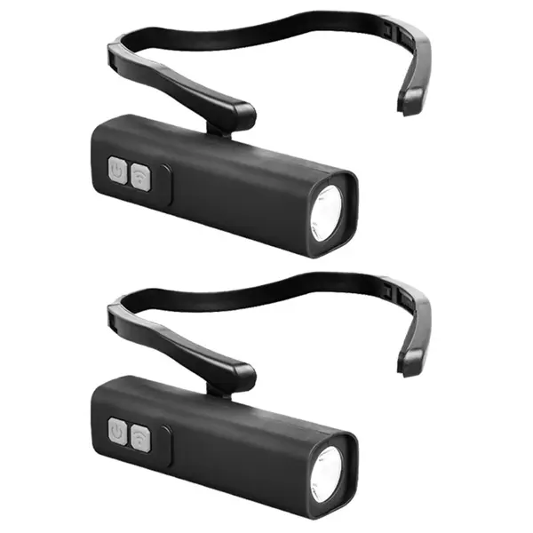 Hands-Free Sensor Lights 2-Pack, Lightweight ABS Ear-Hook Headlamps with High-Intensity LED, USB Rechargeable for Running & Camping, Hands-Free Light, Plastic, Usb Cable, Waterproof, Trail Running