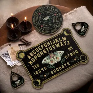 Wooden Pendulum Board Set, Silk and Floral Design, Water Divination Tool, Witch Altar Accessories, Home Farmhouse Ouija Board, Ideal Gift