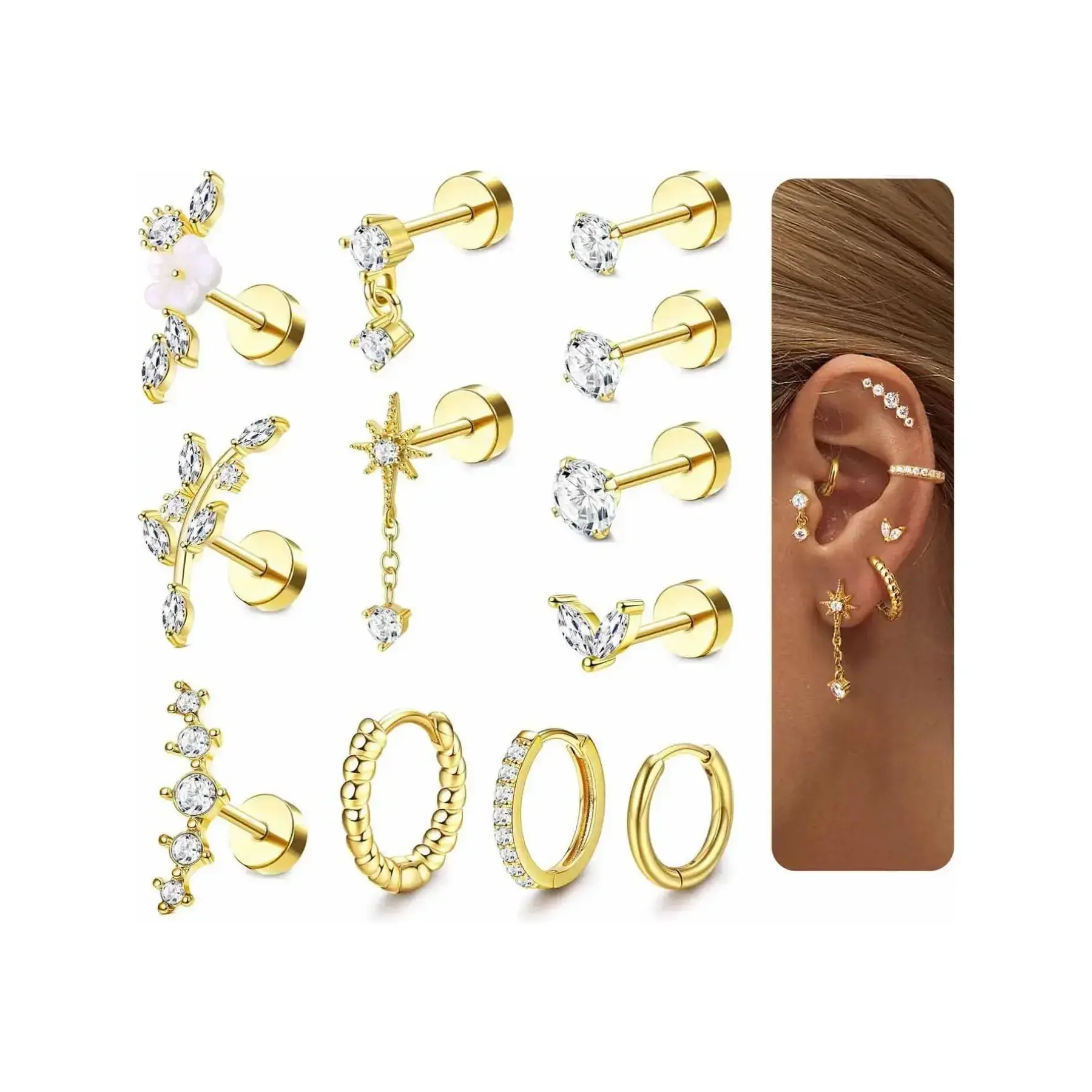 Women's Elegant Rhinestone Decor Earrings Set, High Quality Earrings, Fashion Jewelry for Party, Daily Clothing Decor, Trendy All-match & Exquisite Jewelry for Birthday Gift Women's Elegant Rhinestone Decor Earrings Set, High Quality Earrings, Fashion Jewelry for Party, Daily Clothing Decor, Trendy All-match & Exquisite Jewelry for Birthday Gift