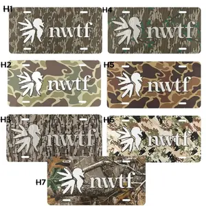 Custom Camo Vanity Plate In Hunter Camo With NWTF Logo, The National Wild Turkey Federation NWTF Bottomland Old School Optifade Pattern License Plate, Car Truck Tag, Hunting Gift