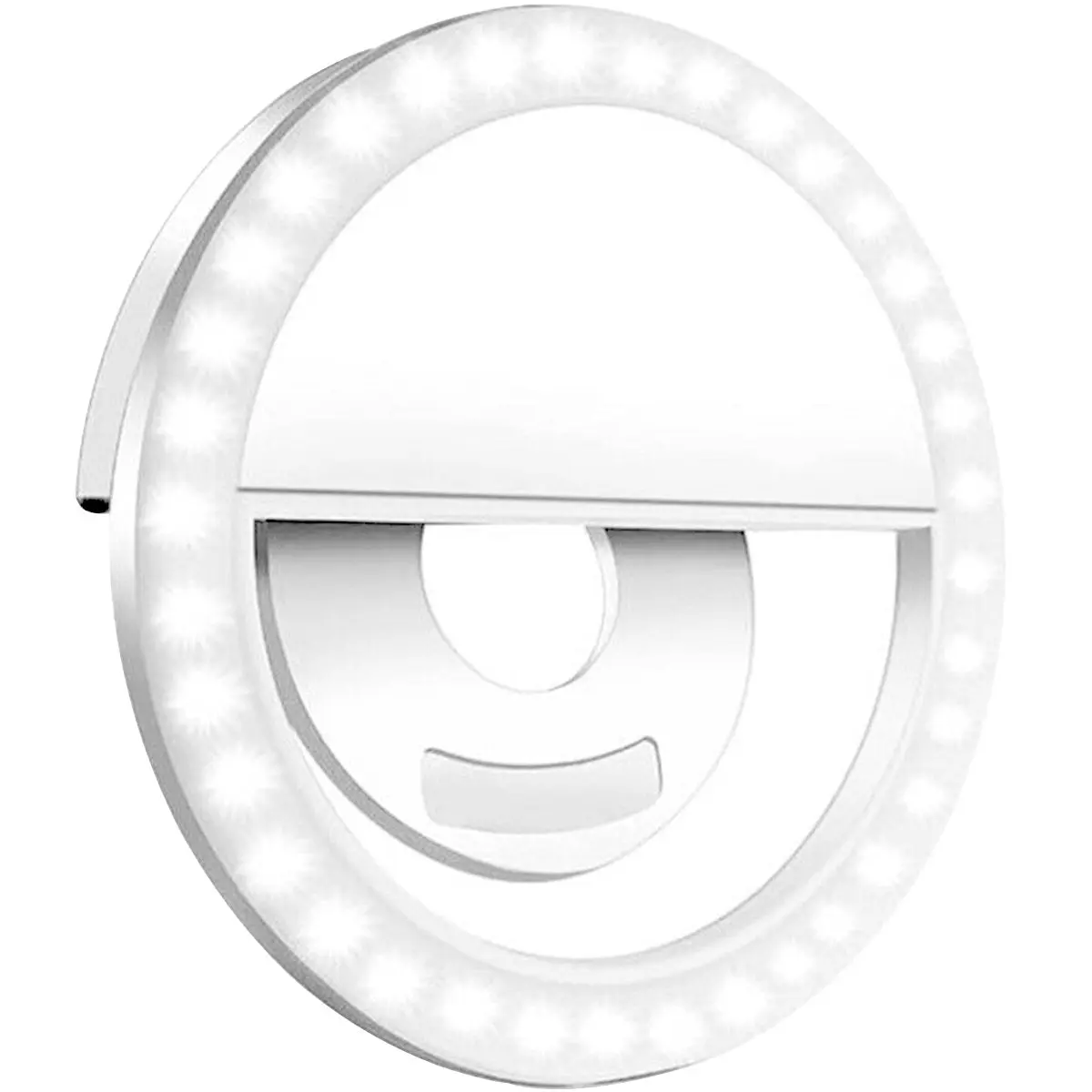 Deco Essentials Professional Compact Cordless Clip-On Circular LED Ring Light for Mobile Phones - 3 Modes, Rechargeable USB Power, Ultra-Wide LEDs, Makeup Lighting, Handsfree Clip-On Selfie Accessories with LED Lights
