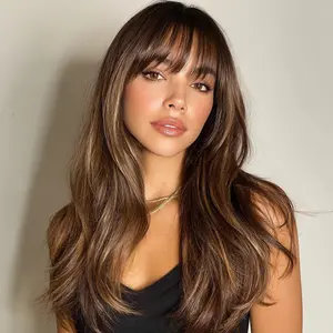 SMILCO/26Inch Brown Blonde Highlight Synthetic Hair/SM392