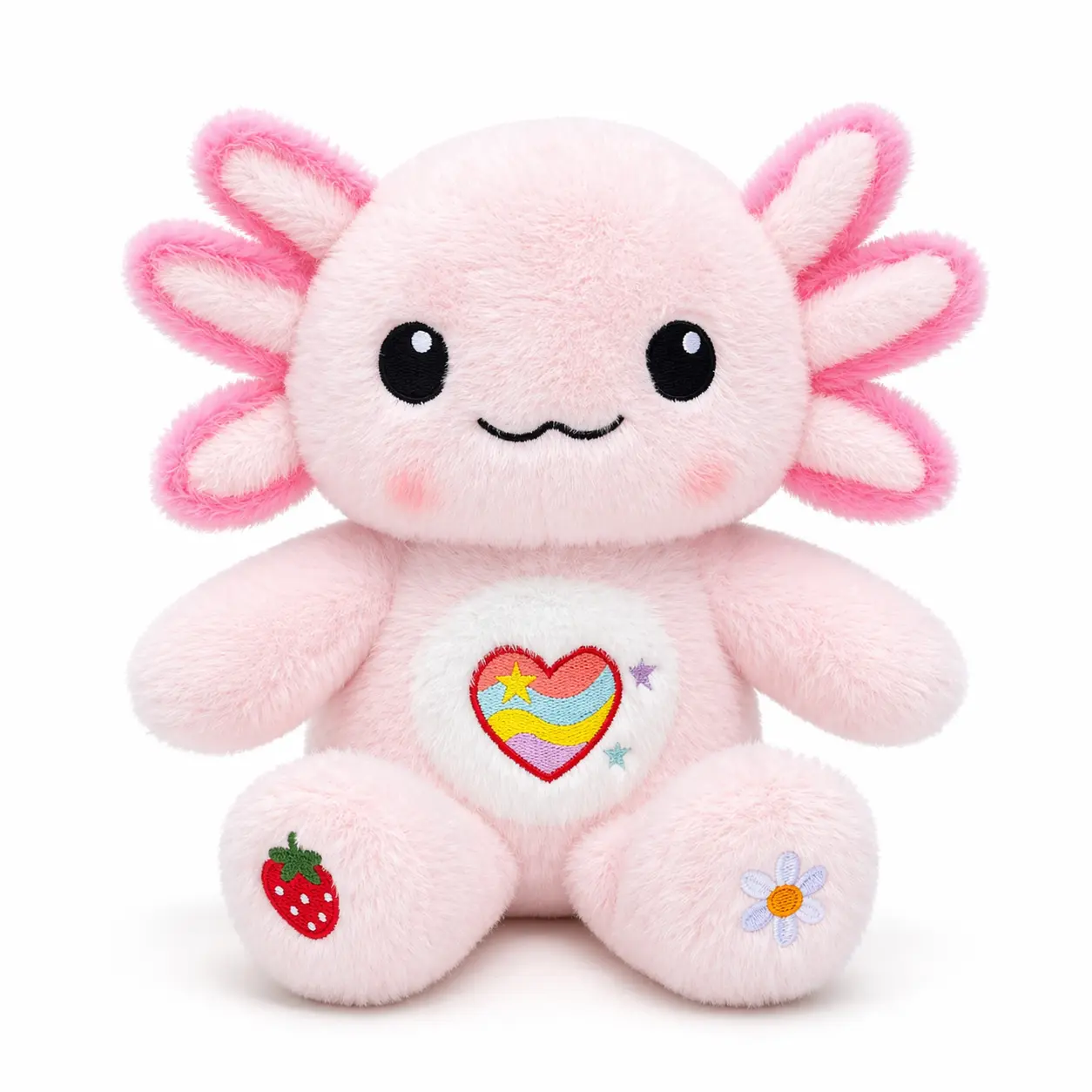 Pink Axolotl comfort Plush Stuffed Animal, 10.6 Inch Soft Kawaii Axolotl Plush Toy with Rainbow Heart Embroidery, Cute Pink Plush Doll for Room Decor, Birthday Gift for Girls, Boys and Plush Lovers