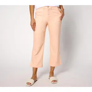 AnyBody Petite Cropped Button Front Denim Pant