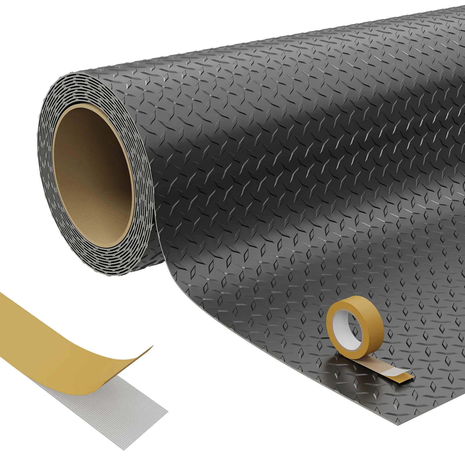 PVC Garage Floor Mat 2mm Thick - Heavy Duty Diamond Plate Flooring Roll for Cars, Trucks & SUVs, Floor Protector for Workshop, Parking & Home Gym - Anti Slip, Easy Clean, Cut-to-Fit