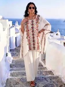 Vintage Floral Embroidered Lightweight Pullover Shawl, Loose Fit Cardigan, Chic, Versatile for Beach Vacations, Commutes, Dates, Perfect Styling
