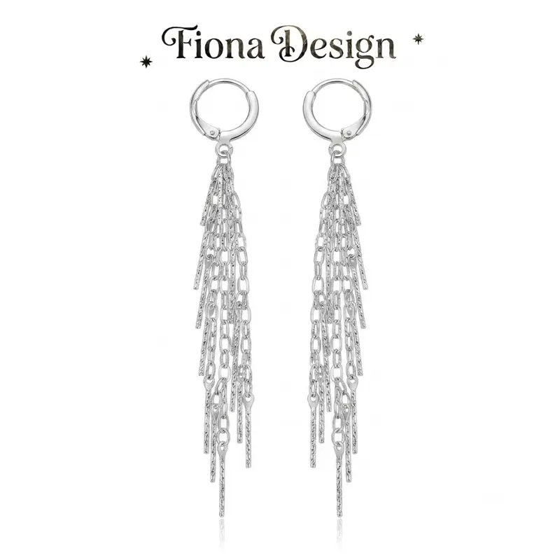 Premium Glitter Finish Tassel Earrings - Silver Tassels, Fringe Hook Design, Elegant Casual Daily Costume Jewelry, Standout Accessory, Note: Choking Hazard Small Parts