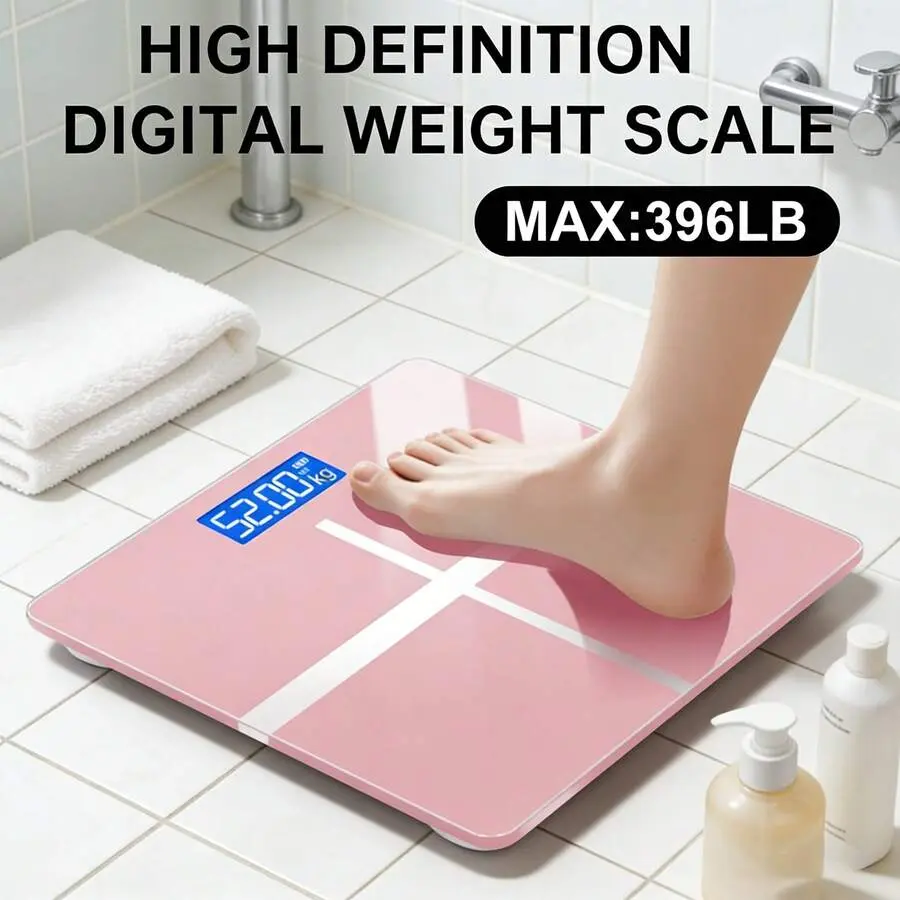 SLAYFIT High Definition Digital Weight Scale – Large LCD Display, Max 180kg/396.8lb, Home Bathroom Scale For Accurate Weight, Battery Not Included, 26x26cm/10.23x10.23inch | Modern Weight Scale, Battery Powered