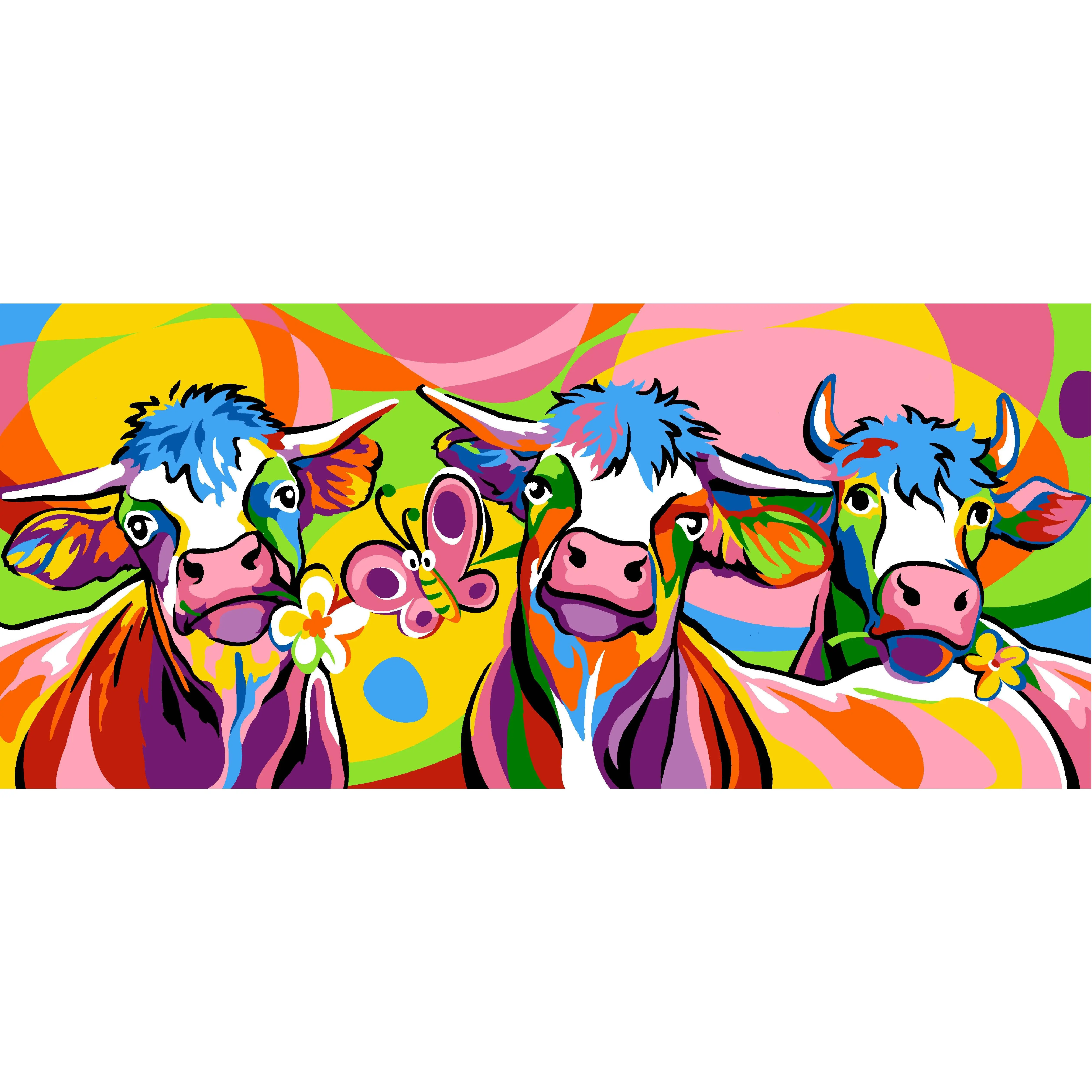 Needlepoint canvas for halfstitch without yarn The Cows SE934.02 Seg De Paris Printed Tapestry Canvas