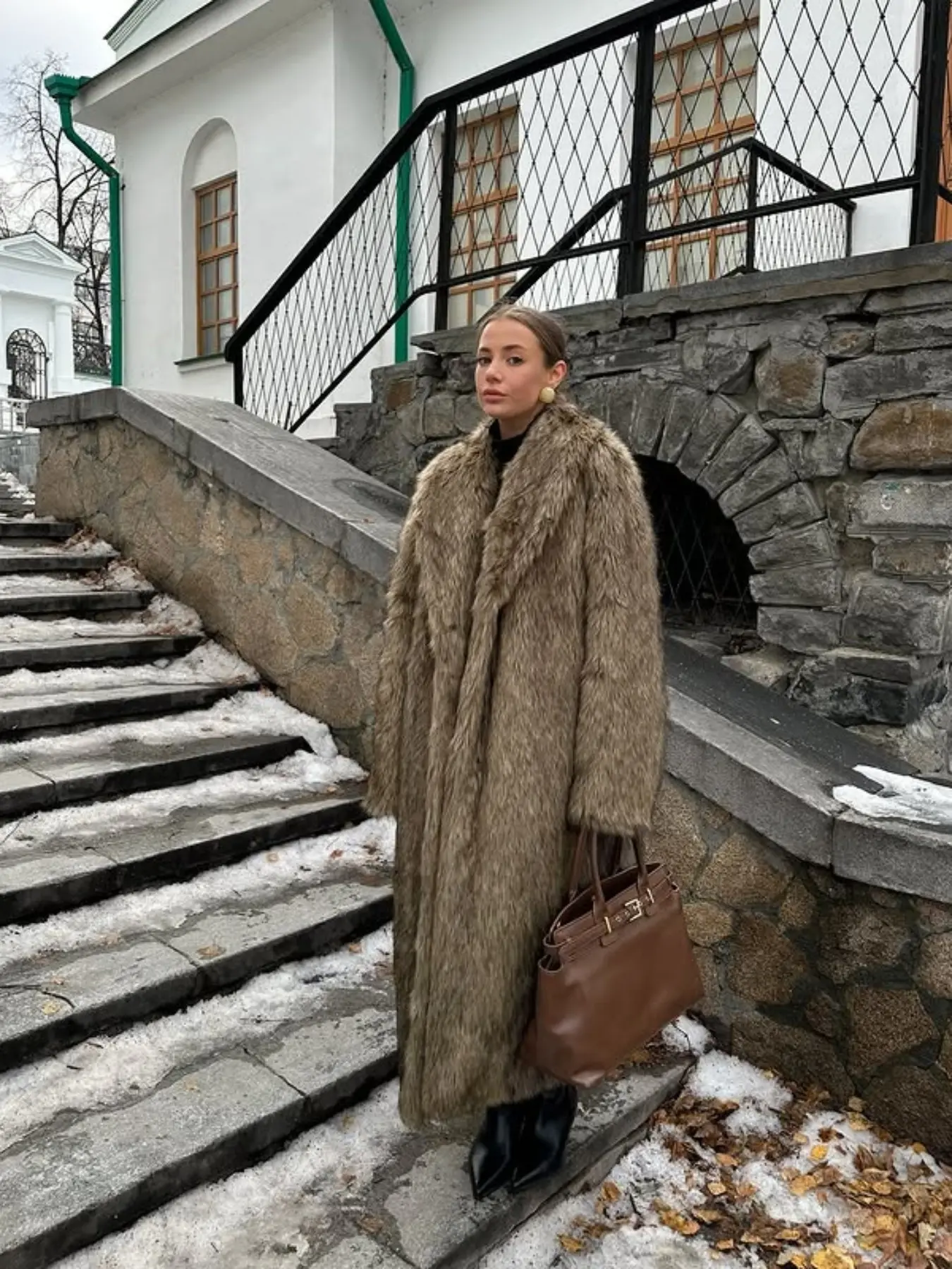 Women's Solid Color Open Front Faux Fur Coat, Elegant Long Sleeve Waterfall Collar Outerwear for Fall & Winter, Women's Clothing for Daily Wear,  Clothing for Women