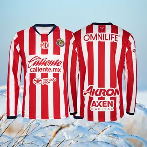 2024 2025 New Chivas Home Red Long Sleeved Short-Sleeved Soccer Jerseys Fans Edition Top