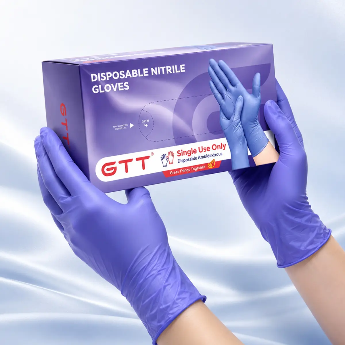 5.5 Mil Heavy Duty Violet Disposable Nitrile Gloves 100/200Pcs, Powder Free Latex Free Food Safe, Touchscreen Compatible Non-Slip Textured Gloves for Cooking Cleaning Tattoo Auto Repair