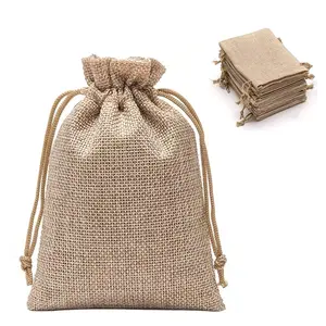 75 Pack Burlap Gift Bags Wedding Hessian Jute Bags Linen Jewelry Pouches with Drawstring for Wedding Party, DIY Craft and Christmas, 3.7x5.4 Inch
