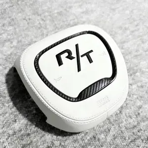 SRT Steering Wheel Cover - Black, Designed for Enhanced Visibility, Durable Material, Compatible with SRT Vehicles Dodge Steering Wheel Horn Cover Upgrade - Custom Napa Leather Colors & Designs