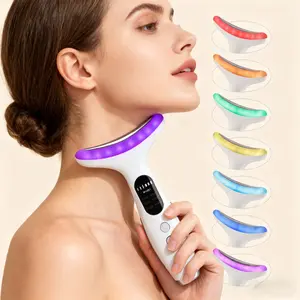 Face Neck Skin Lifting  Massager with 7 Colors Light, Constant Temperature Vibration, 3 Intensity Levels, Daily Skincare Beauty Device for Face Skin Care, Facial Beauty Massagers, Skin Firming Tool