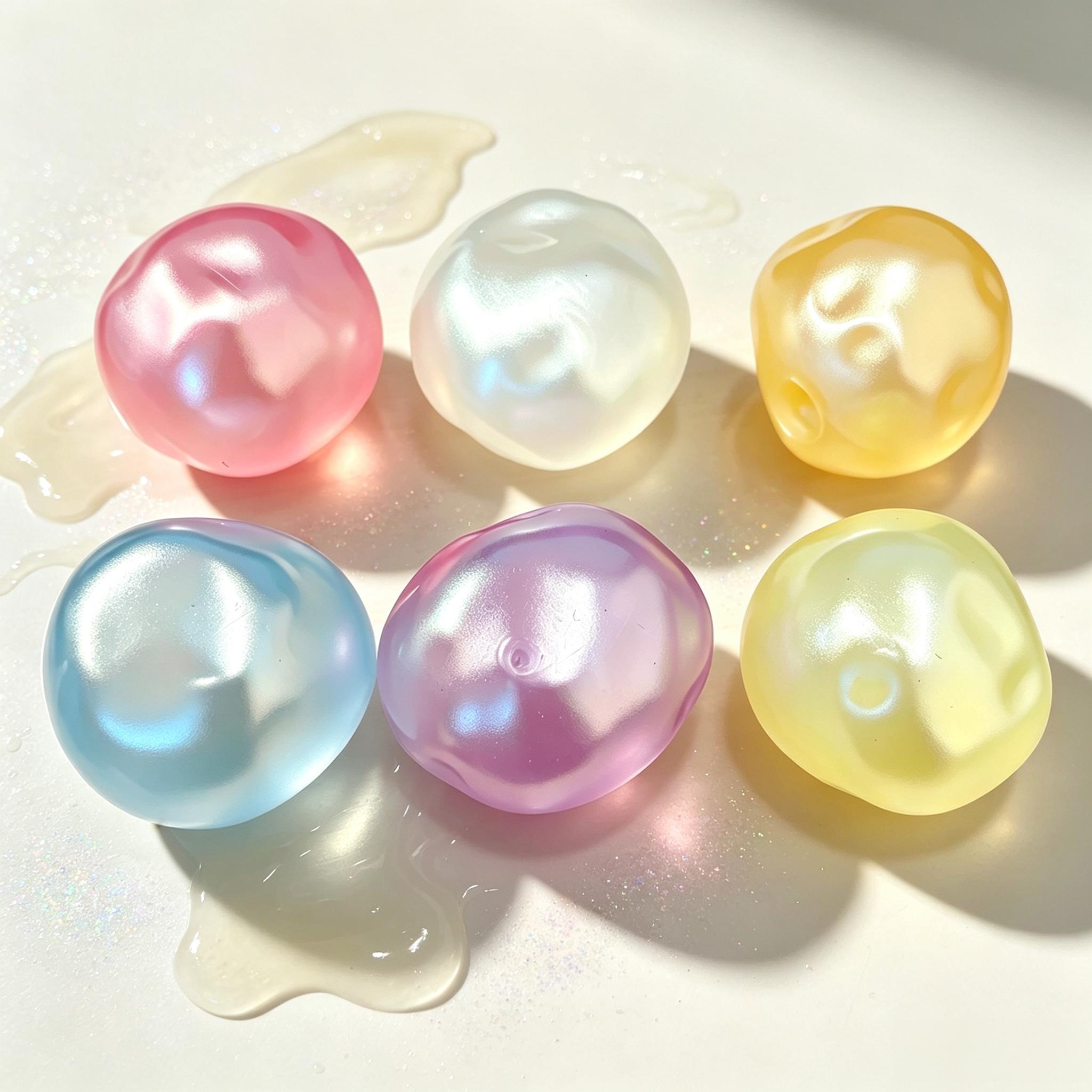 Pearlescent Coconut Oil Squishy Stress Ball Handmade Macaron Squishies Toys