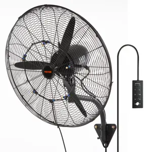 【fathersdaygift】VEVOR Wall-Mount Misting Fan, 24 Inch, 3-speed High Velocity Max. 7000 CFM, Waterproof Oscillating Industrial Wall Fan, Commercial or Residential for Warehouse, Greenhouse, Workshop, Black, ETL Listed, Wall Mounted Fan