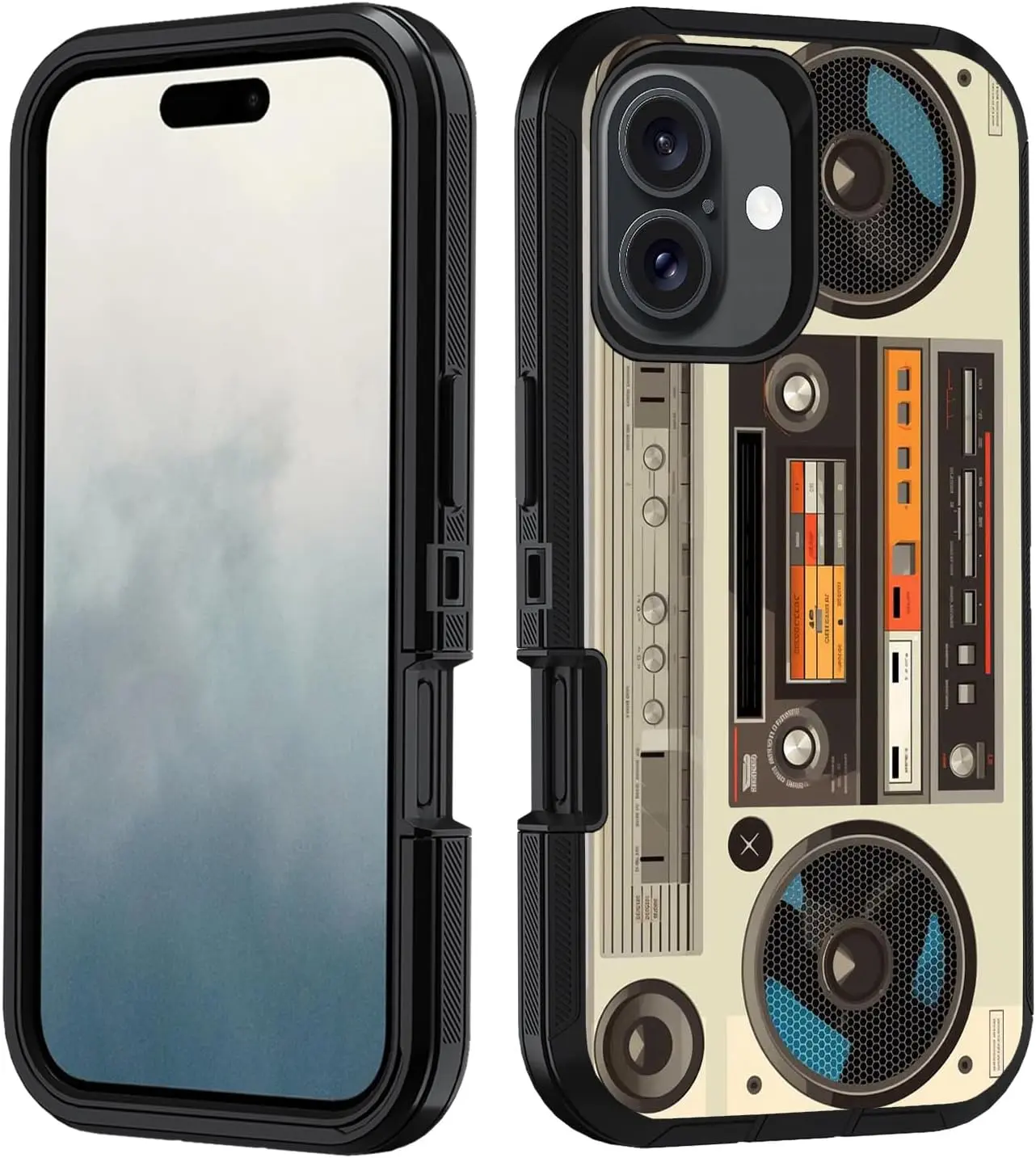 Retro Radio Heavy Duty Case for iPhone 17 (6.3-Inch, 2025) – 3-in-1 Hybrid Military Grade Shockproof Protective Cover, Full Body Rugged Drop Protection, Anti-Scratch Phone Case