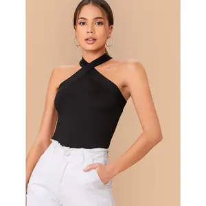 SHEIN BAE Form-Fitting Crisscross Halter Top