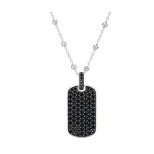 Diamonique X Jennifer Miller Dog Tag Necklace,Sterling