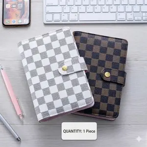 Plaid Leather A5 Six-Ring Binder, Durable Office & School Supplies Organizer, Fashionable File Storage Solution, Office Accessories