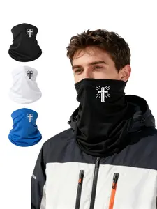 Neutral Cross Printed Half Face Mask, Balaclava Hat, Outdoor Hiking Cycling Skiing, Sporty Fitted Design, All Seasons Use
