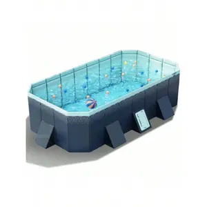 Foldable Swimming Pool, Large Non-Inflatable AdultsOutdoor Pools, Blue,Outer Diameter:(Length X Width X Height)