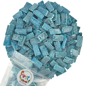 SOUR BLUE RASPBERRY BRICKS BITE SIZE GUMMY CANDY 2 LB BAG