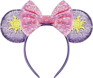 Mouse Ears Sequin Mouse Ears Headband for Girls Women Halloween Birthday Party Purple Sun Masks