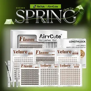 AiryCute Trending Brown Lash Collection | Dark & Light Brown Velure Flaunt | Flawless for Fair/Dark Hair | Reusable, Lightweight & Natural brown Flora Brown Venus Natural Daily, Volumn Style | Beginner-Friendly | DIY Lashes