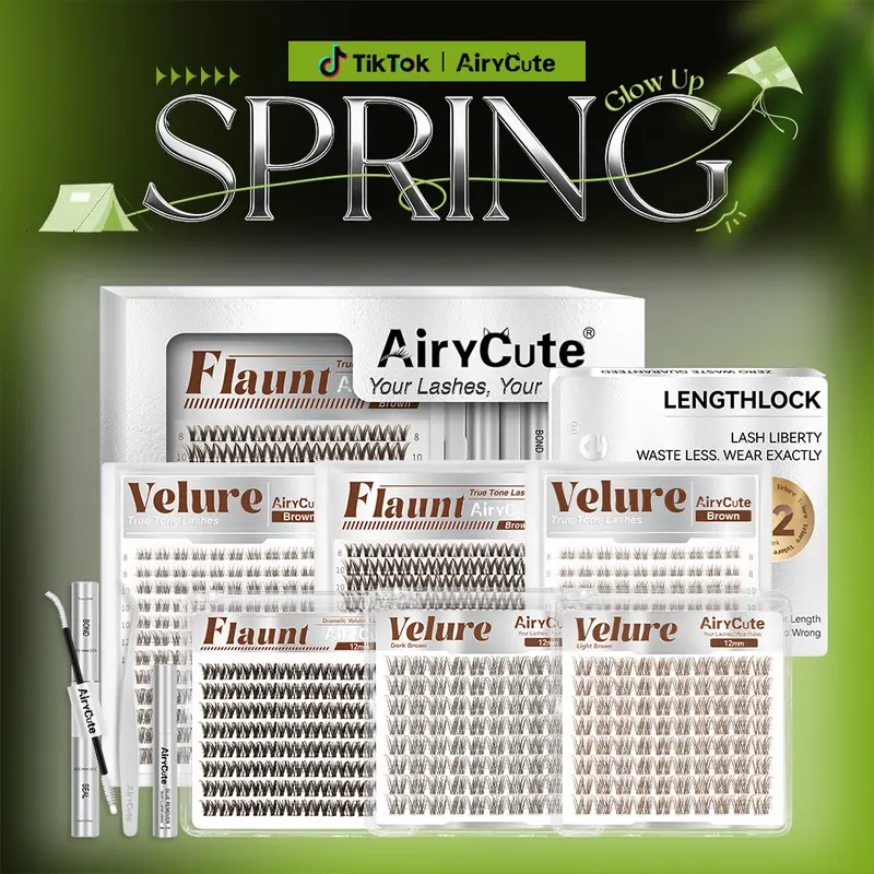 AiryCute Trending Brown Lash Collection | Dark & Light Brown Velure Flaunt | Flawless for Fair/Dark Hair | Reusable, Lightweight & Natural brown Flora Brown Venus Natural Daily, Volumn Style | Beginner-Friendly | DIY Lashes