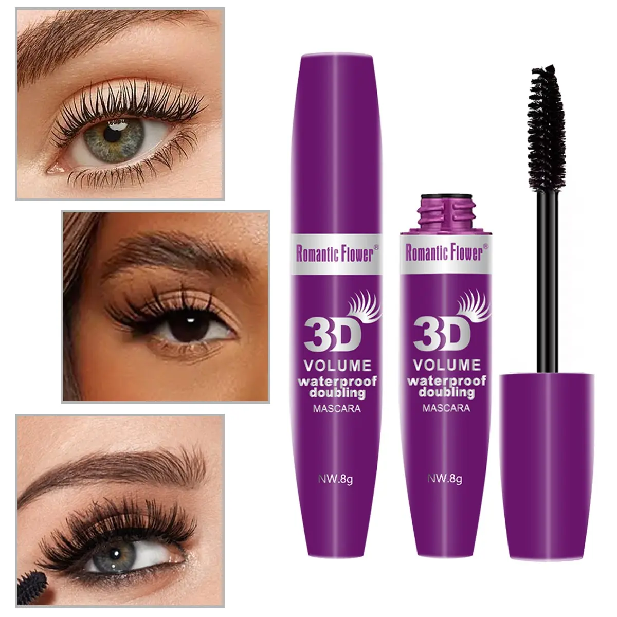 3D Volume Waterproof and anti halo Mascara, 24h Long Lash Silk Fiber Mascara, eyelash makeup lengthening thick curling Natural Moisturizer Fast/Quick Dry Mascara, Fanning Volumizing Mascara, Fluffy Lashes Mascara, Voluminous Mascara, Beauty Mascara