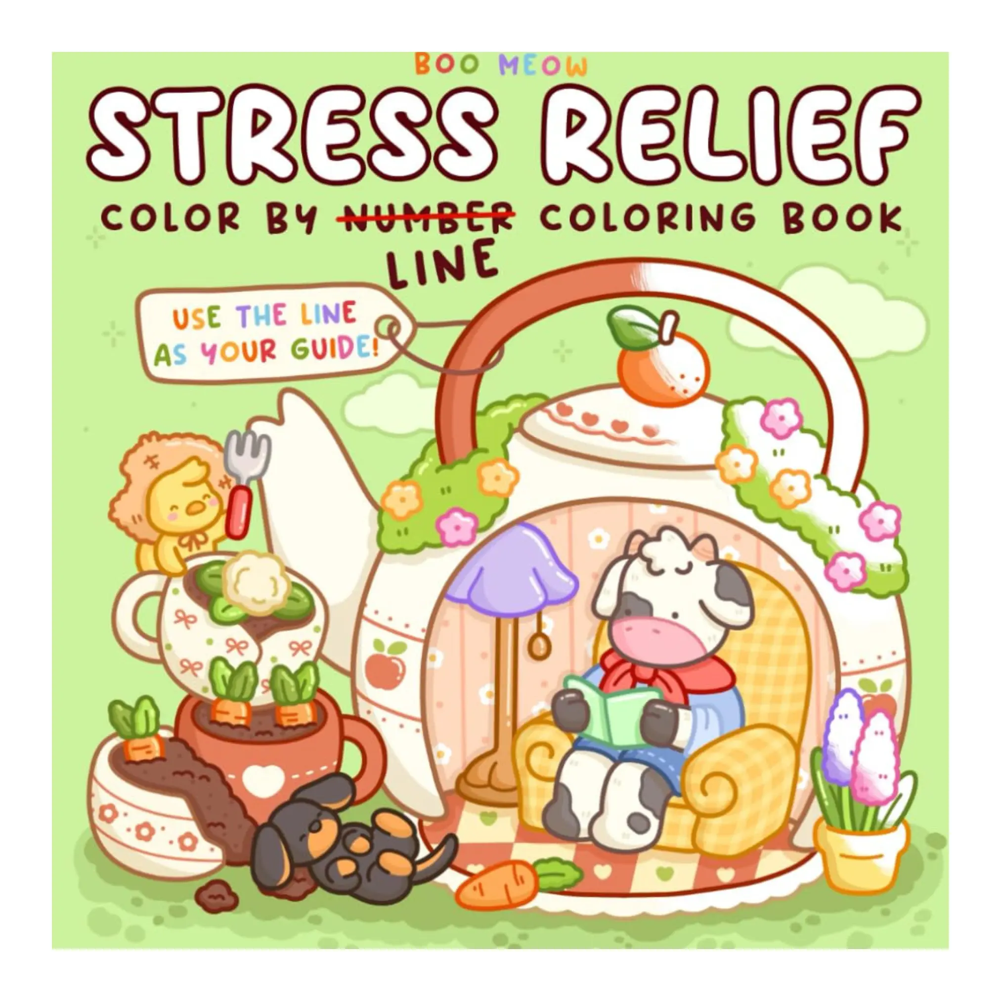 Color by Number Coloring Books for Stress Relief & No Pressure - Creative Pre-Printed Kawaii Designs, 30 Cozy Illustrations, Vibrant Outlines, Easy Coloring, Perfect Gift for Kids